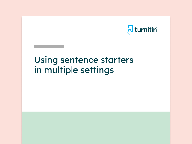 Guide to using sentence starters